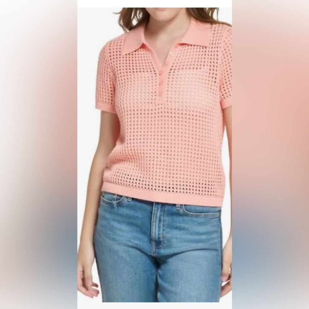 Calvin Klein cotton open-stitch Polo shirt, XL